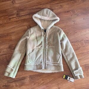 Y2K Static Cream and white faux fur lined jacket